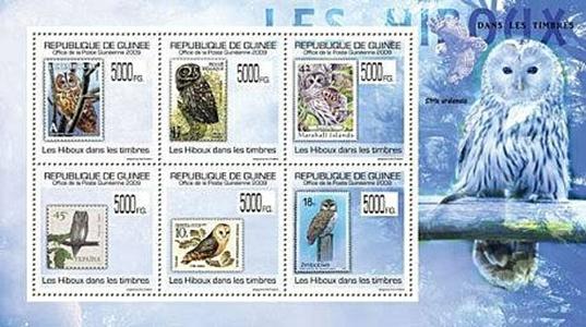 guinea owls on stamps  2009 ss 2