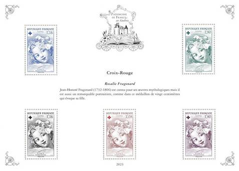 [Philatelic Treasures - Red Cross - Rosalie Fragonard by Jean-Honore Fragonard, 1752-1806, Scrivi ]