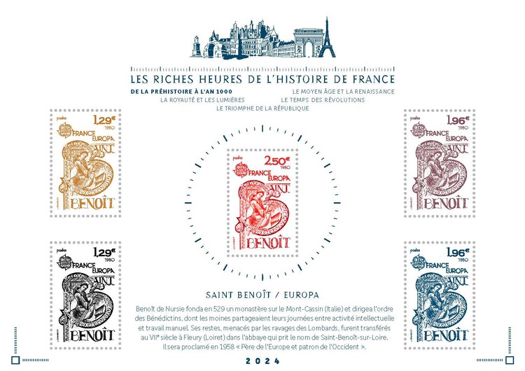 [Philatelic Treasures - The Rich Hours of French History - Saint Benoit - Europa, type ]