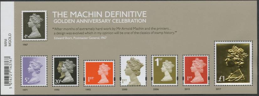 Machin Definitive Golden Anniversary miniature sheet 2017.