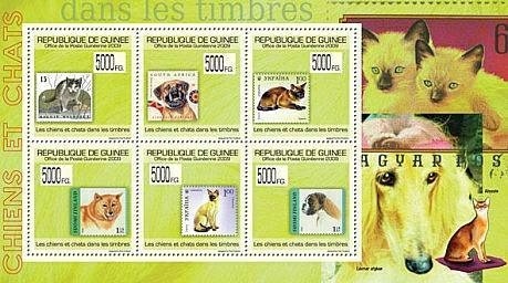 guinea dogs cats on stamps 2009 ss 1