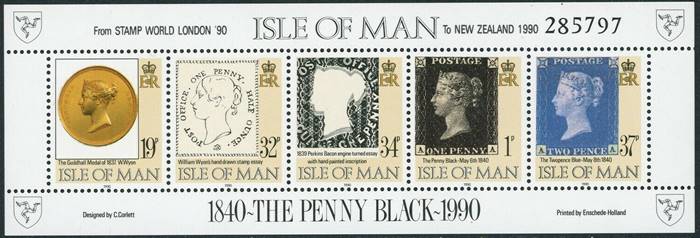 Isle of Man - Penny Black stamp anniversary, 1990.