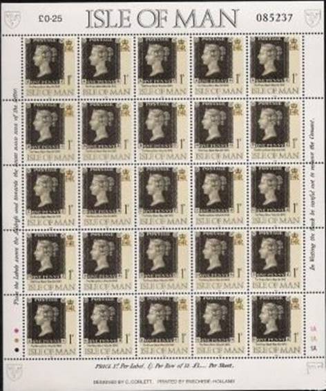 1990 IOM - 150th Anniversary of the Penny Black M/S (25) MNH - Click Image to Close