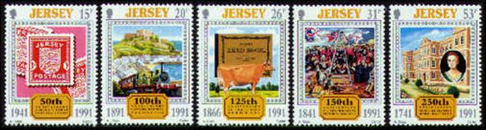 1991 Jersey Anniversaries Set (5) MNH - Click Image to Close