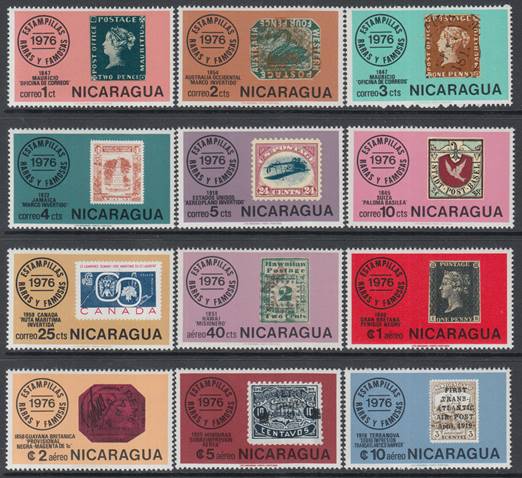 XG-L132 NICARAGUA - Stamp On stamp, 1976 Famous Basel Dove Penny Black MNH  Set / HipStamp