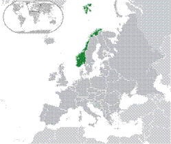 Location of  Norway  (dark green)on the European continent  (dark grey)  —  [Legend]